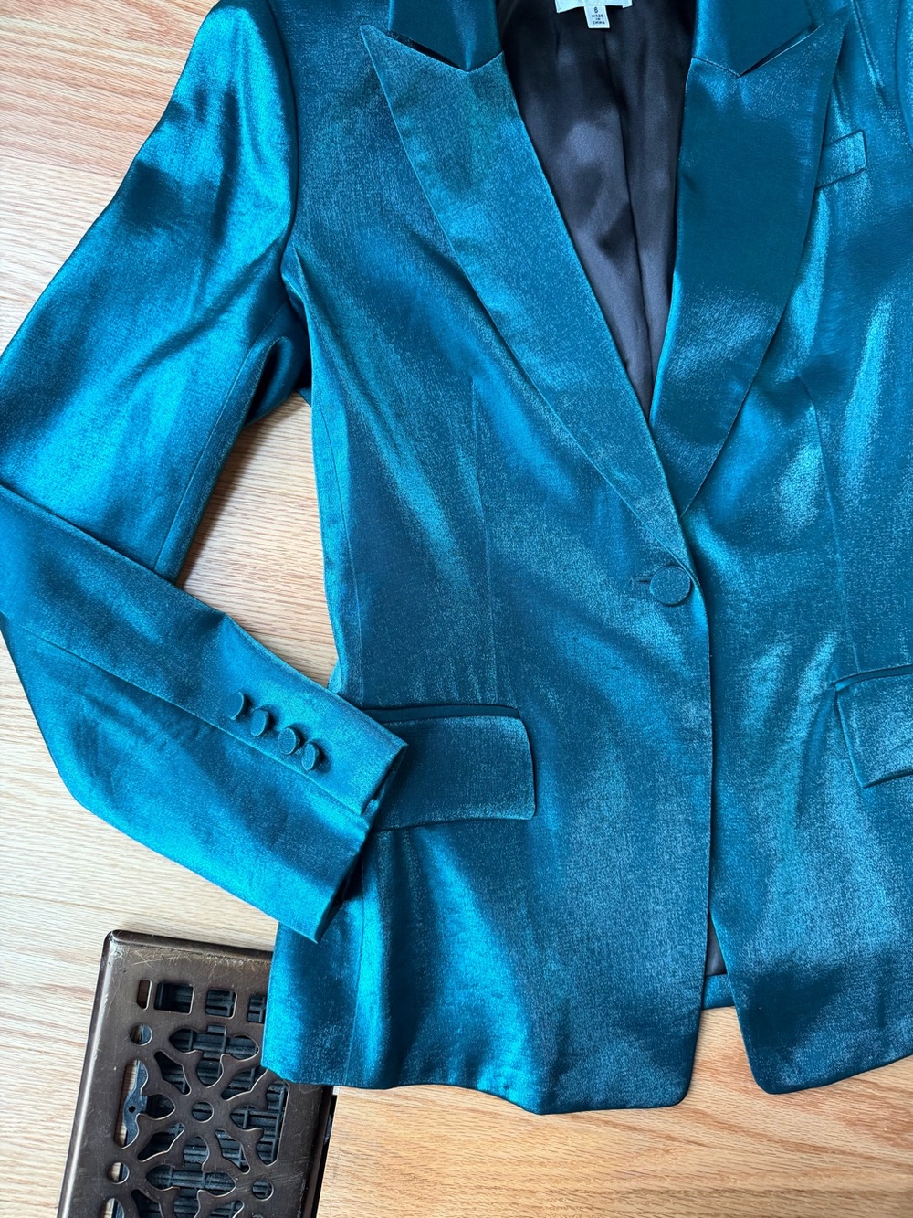 Milly Avery Emerald Glazed Satin Blazer Size 6 NWOT - Picture 8 of 13